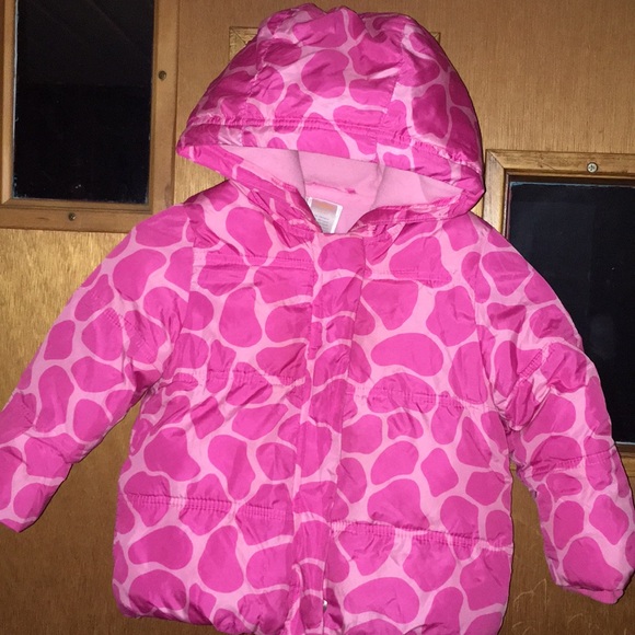 Gymboree Lovable Giraffe Pink Fleece Lined Coat - Picture 1 of 2